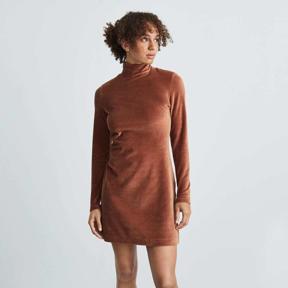 Everlane The Velour Mini Dress Brown Base - Size M